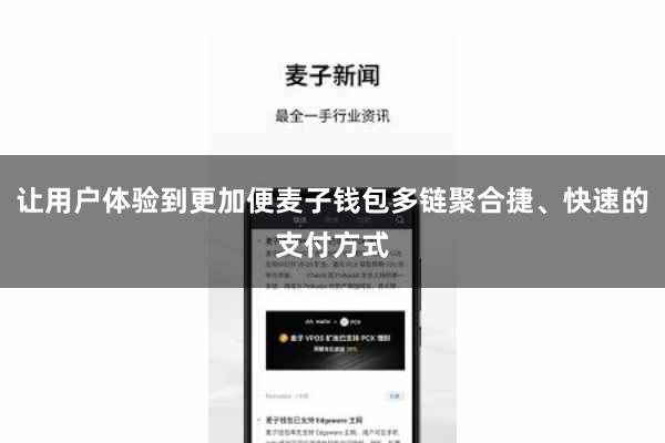 让用户体验到更加便麦子钱包多链聚合捷、快速的支付方式