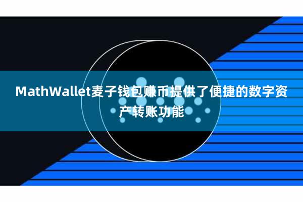 MathWallet麦子钱包赚币提供了便捷的数字资产转账功能